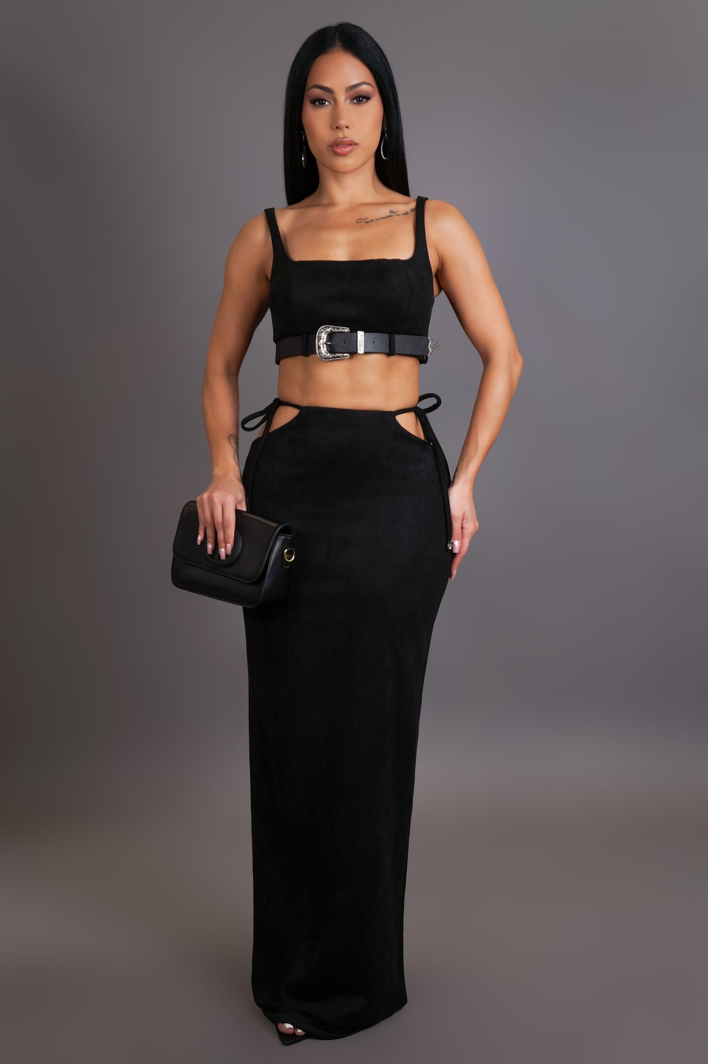 Serving Looks Skirt Set - Black