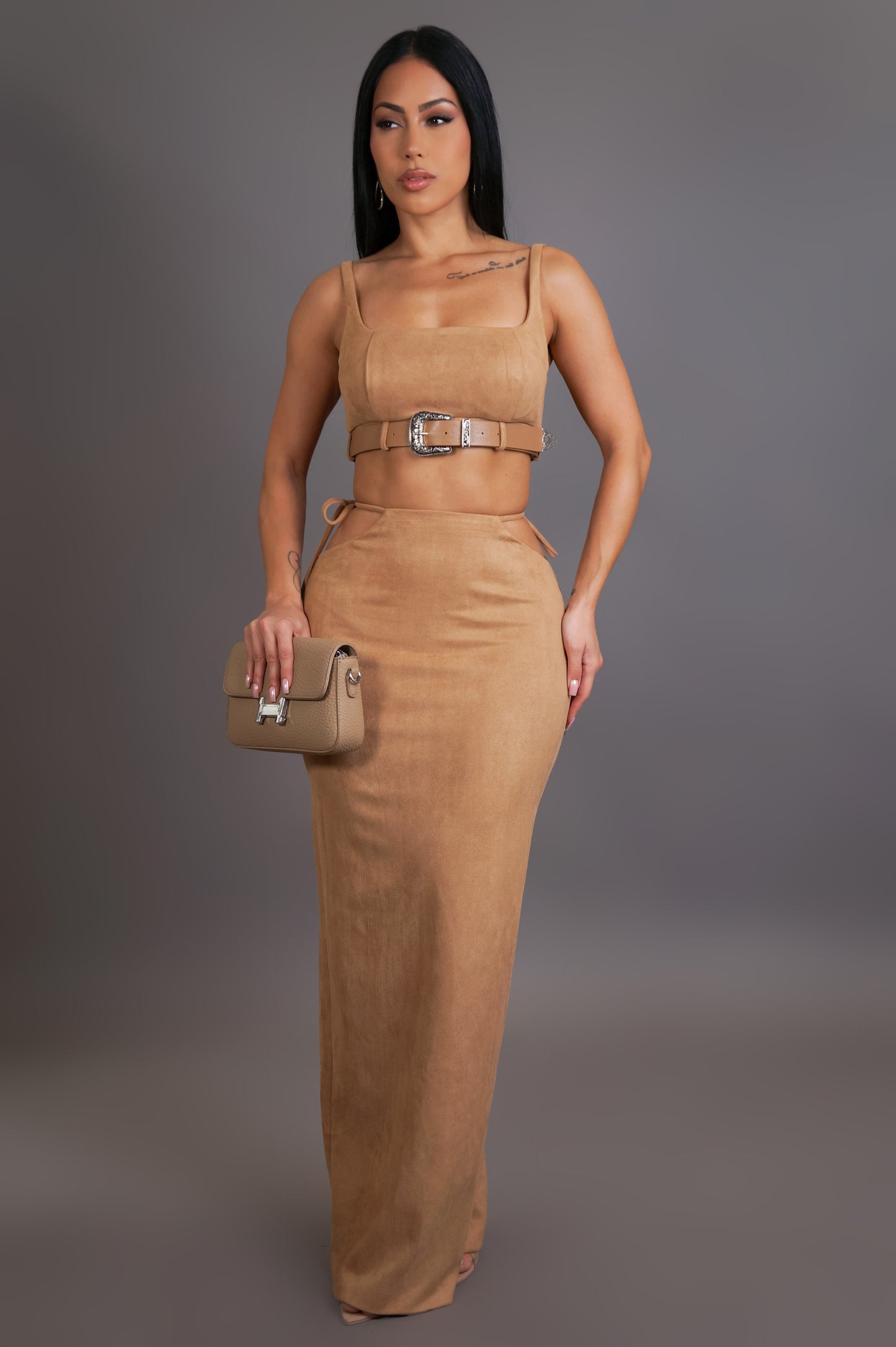 Serving Looks Skirt Set - Camel