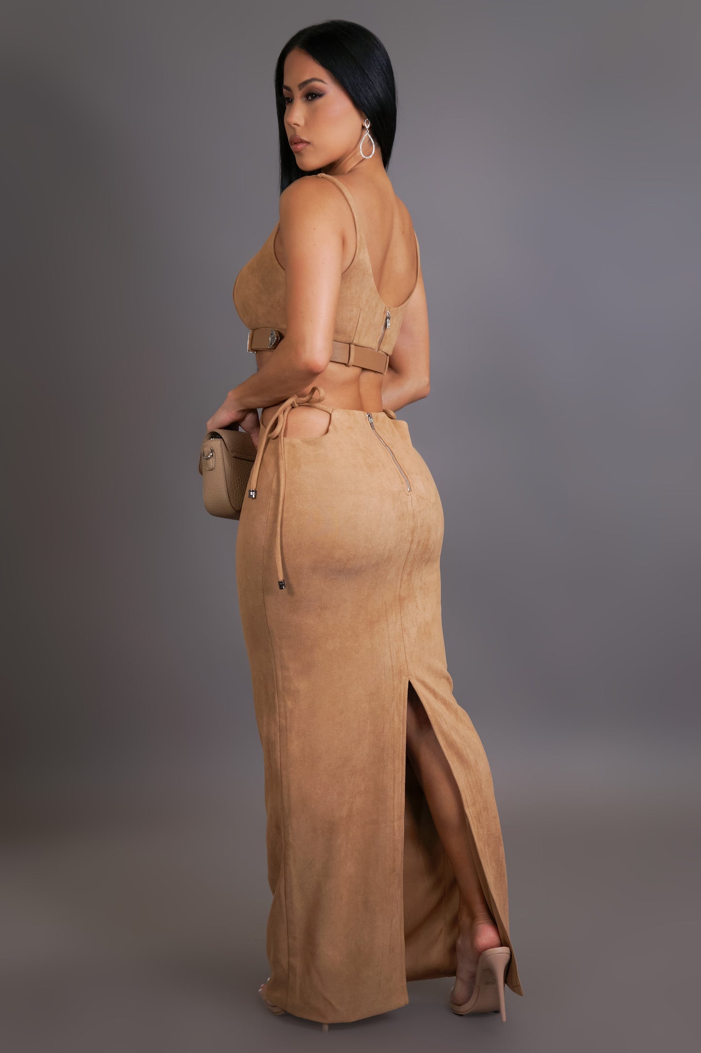 Serving Looks Skirt Set - Camel