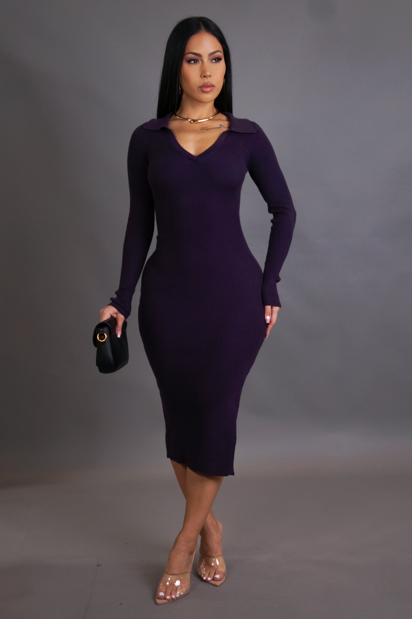 Caught Up In The Drama Midi Dress - Purple