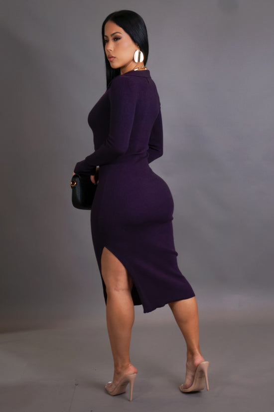 Caught Up In The Drama Midi Dress - Purple