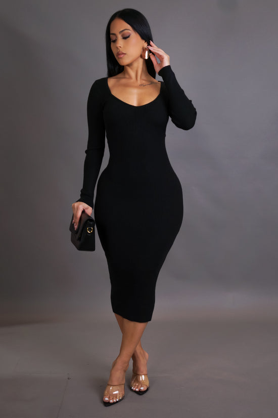 Going Places Midi Dress - Black