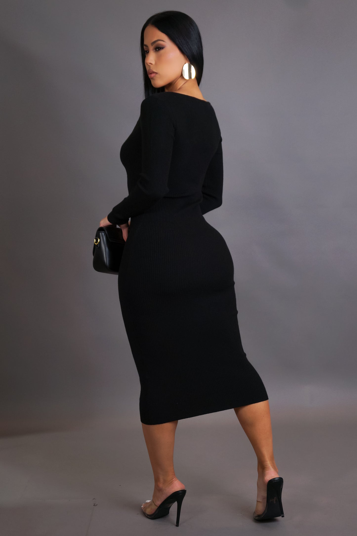 Going Places Midi Dress - Black