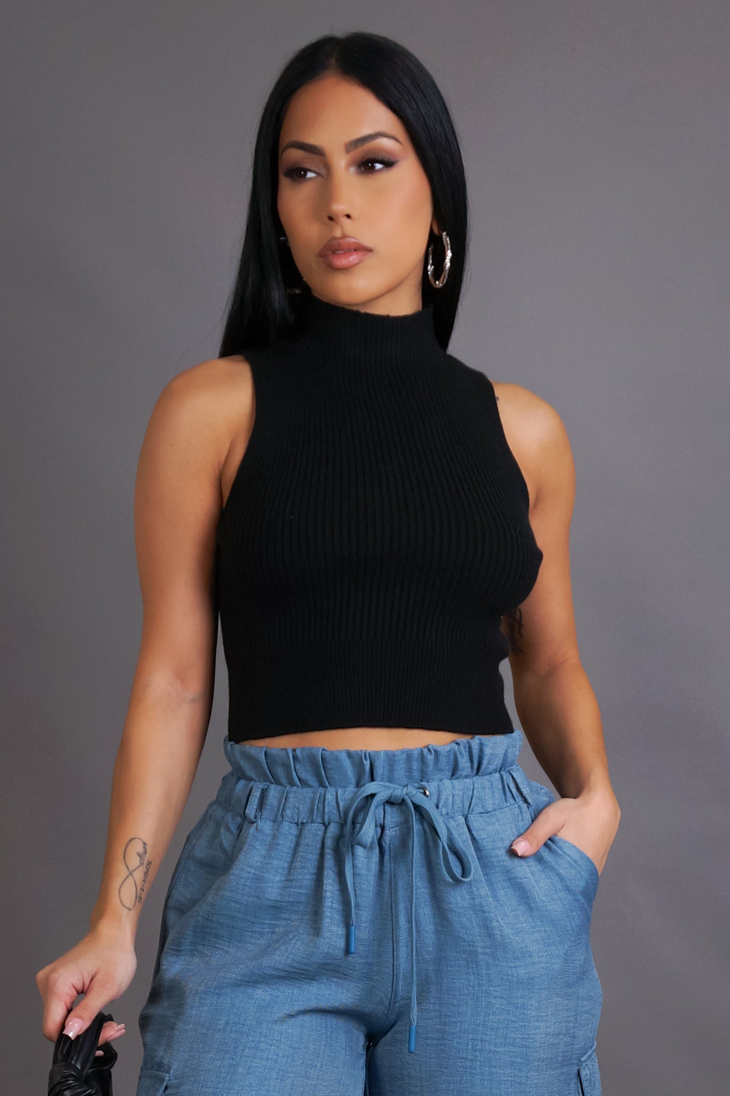 Trouble Crop Top - Black