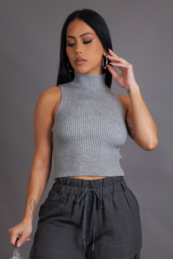 Trouble Crop Top - Grey