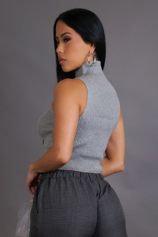 Trouble Crop Top - Grey