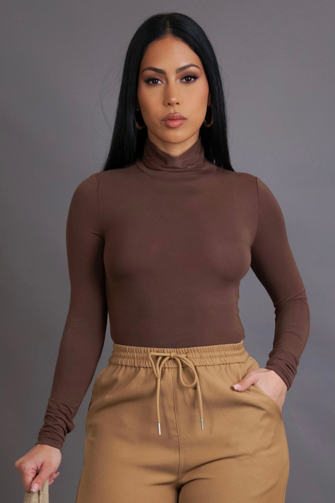 Coming In Hot Long Sleeve Top - Brown