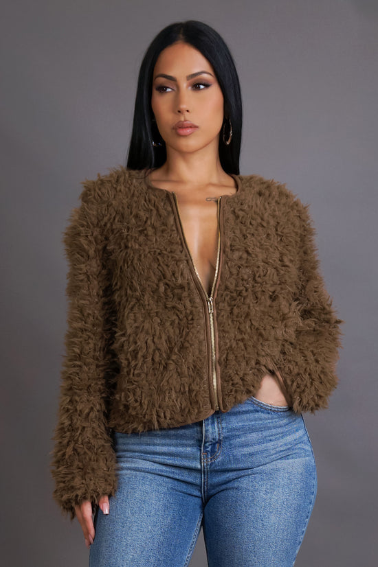 Cozying Up Jacket - Brown