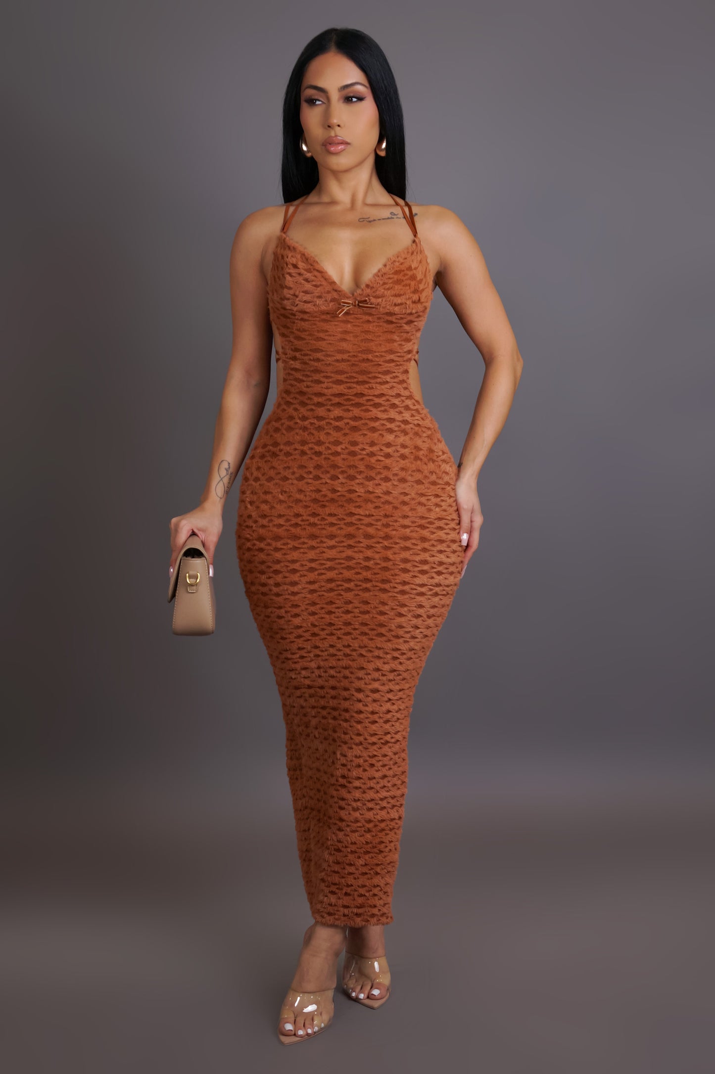 A Night In Miami Midi Dress - Brown