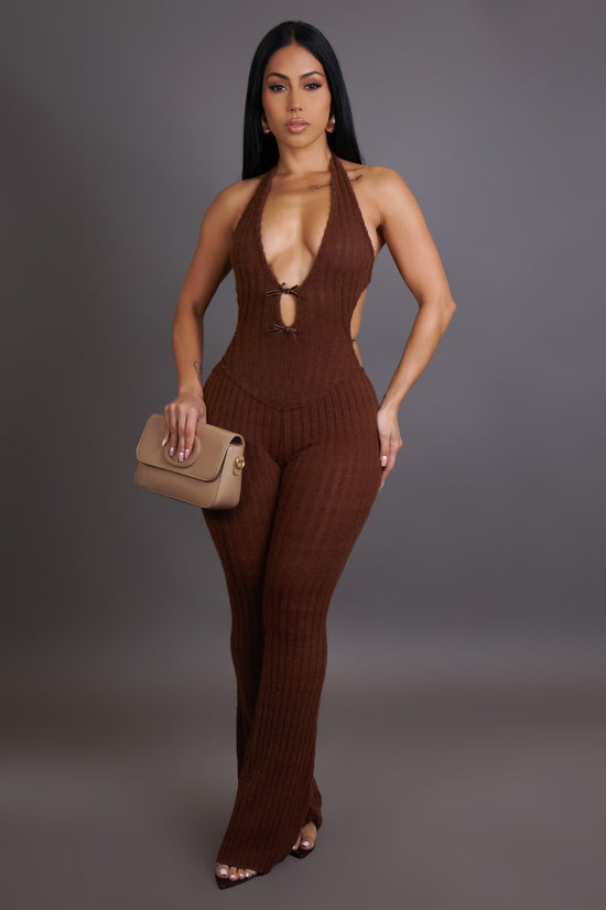 Ready To Party Jumpsuit - Brown