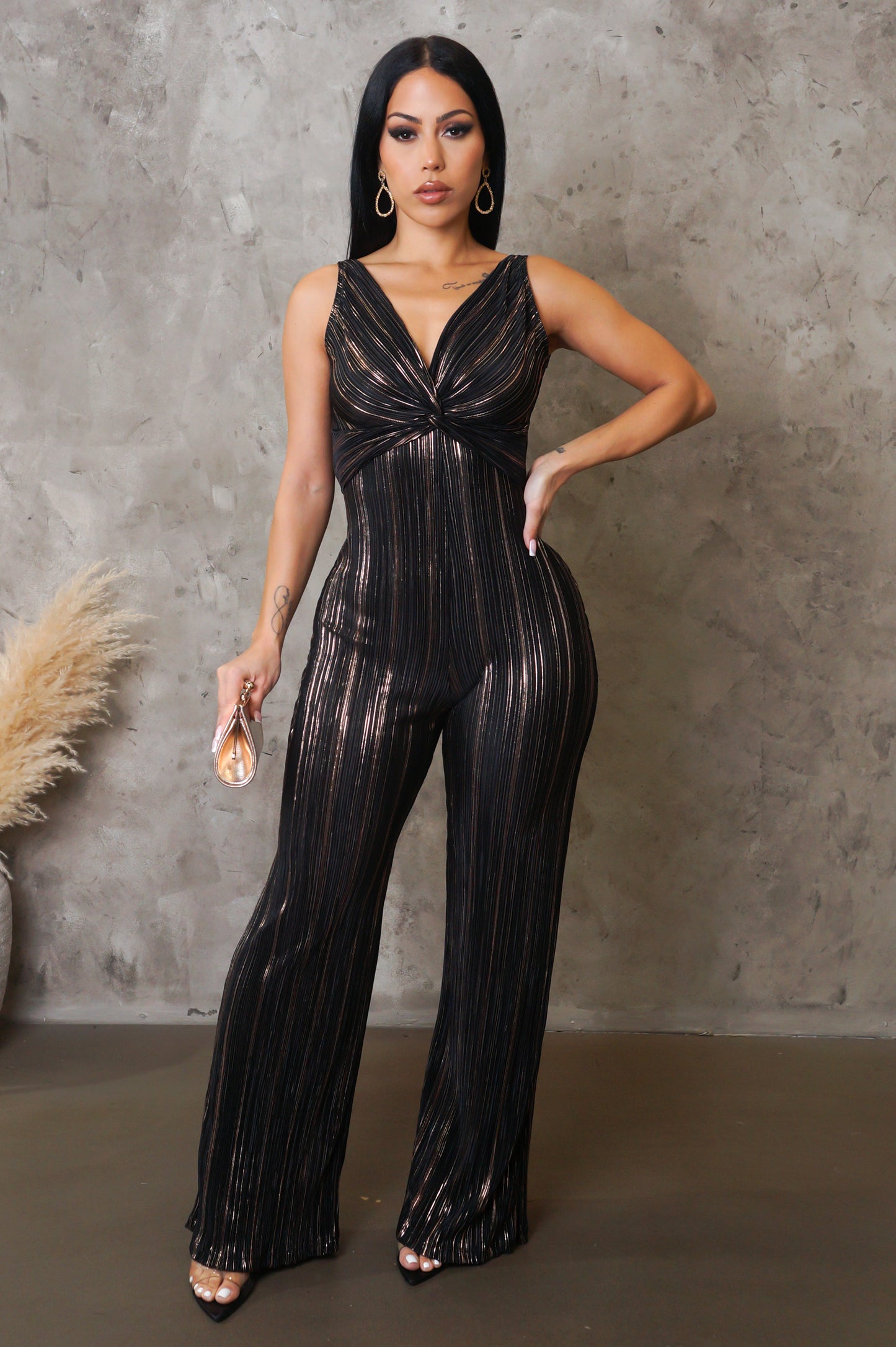 Come Out Tonight Jumpsuit - Black / Gold