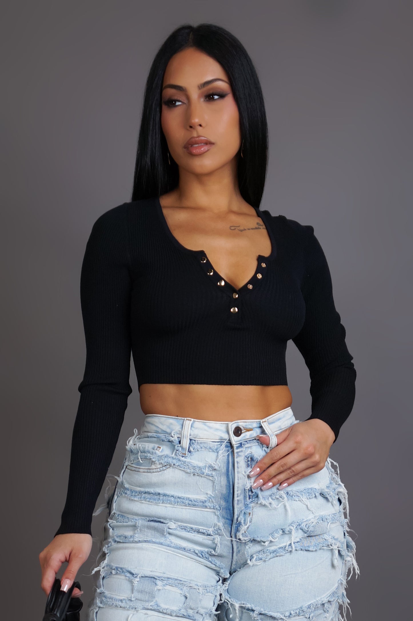 With A Twist Crop Top - Black