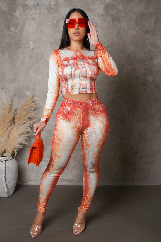 Load image into Gallery viewer, Imagine Two Piece Pant Set - Orange
