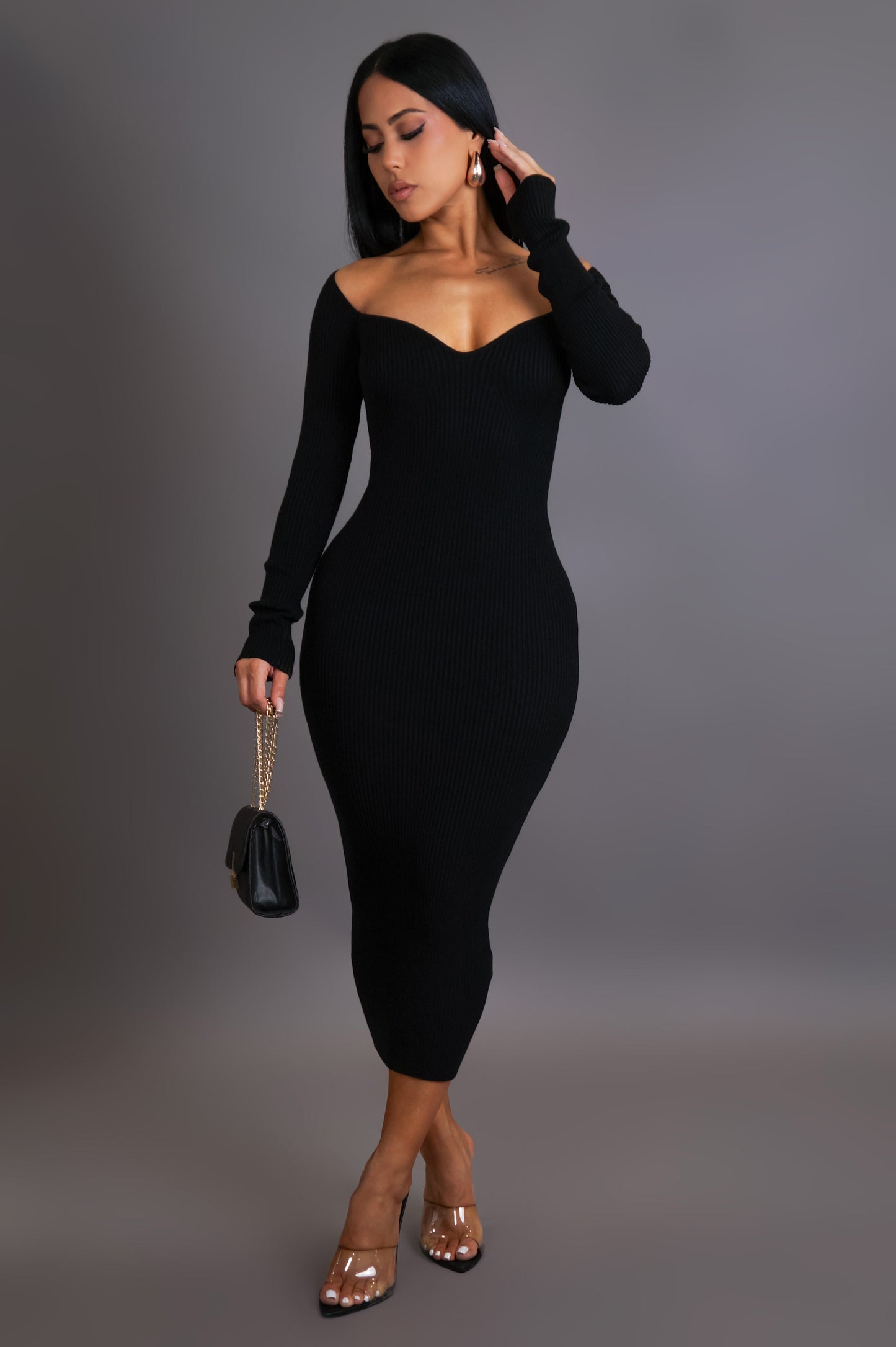 No Competition Midi Dress - Black