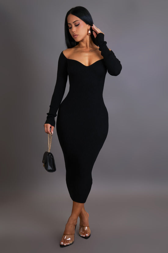 No Competition Midi Dress - Black