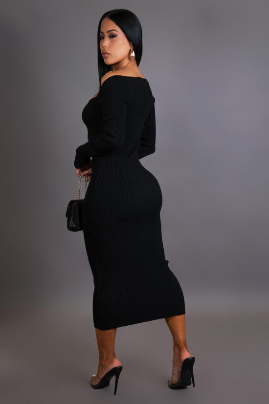 No Competition Midi Dress - Black