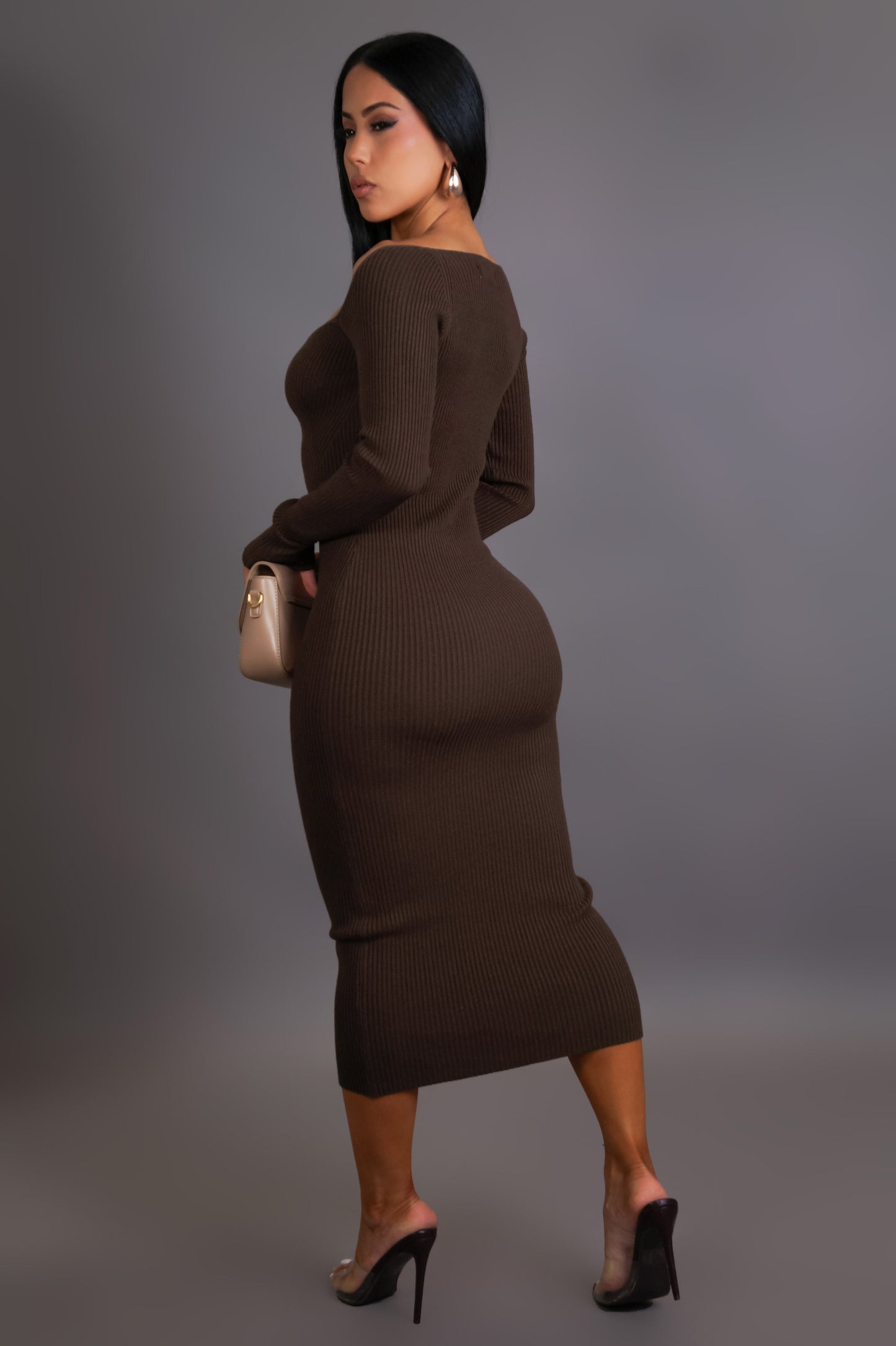 No Competition Midi Dress - Brown