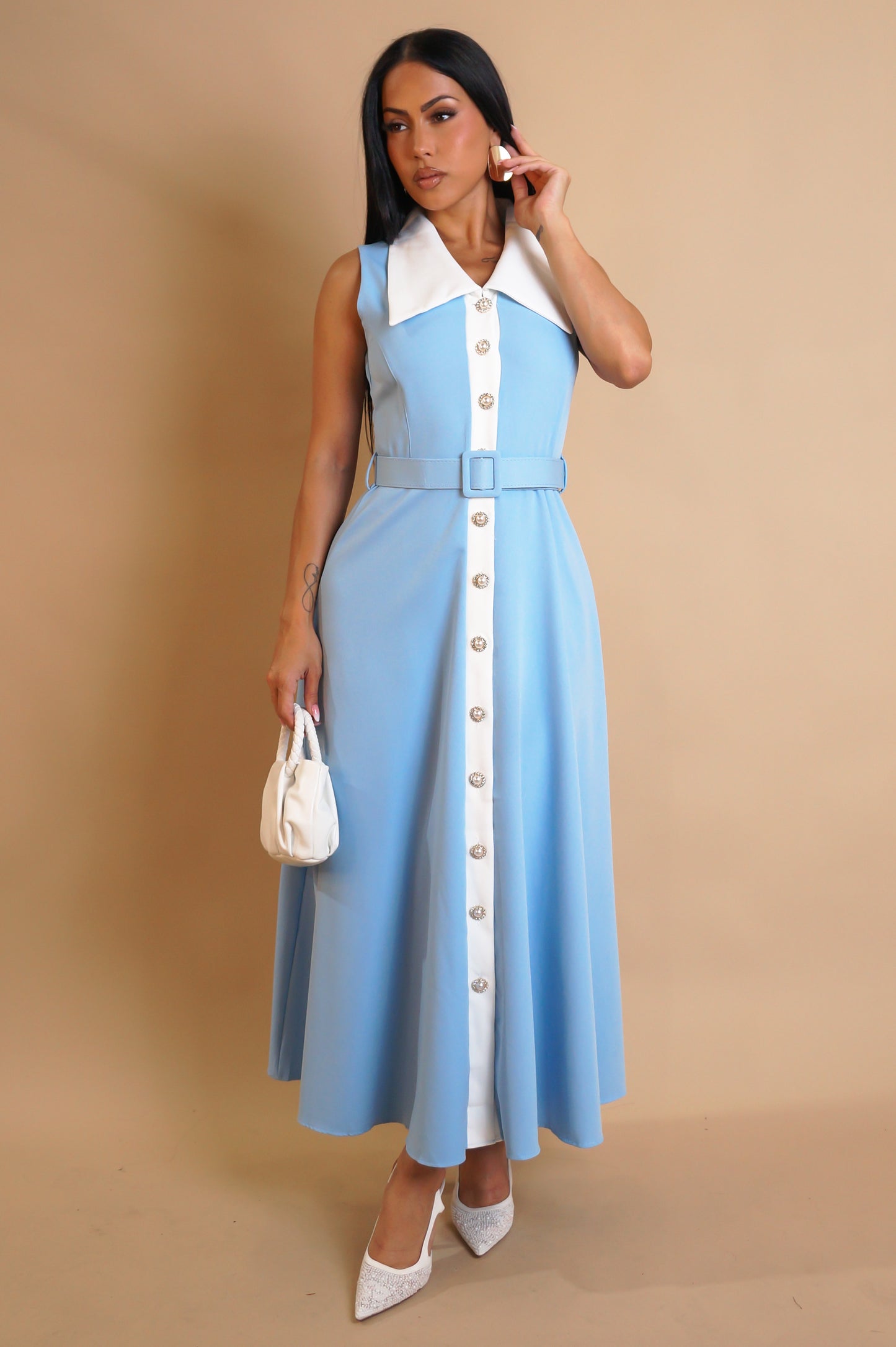 Be With Me Midi Dress - Light Blue