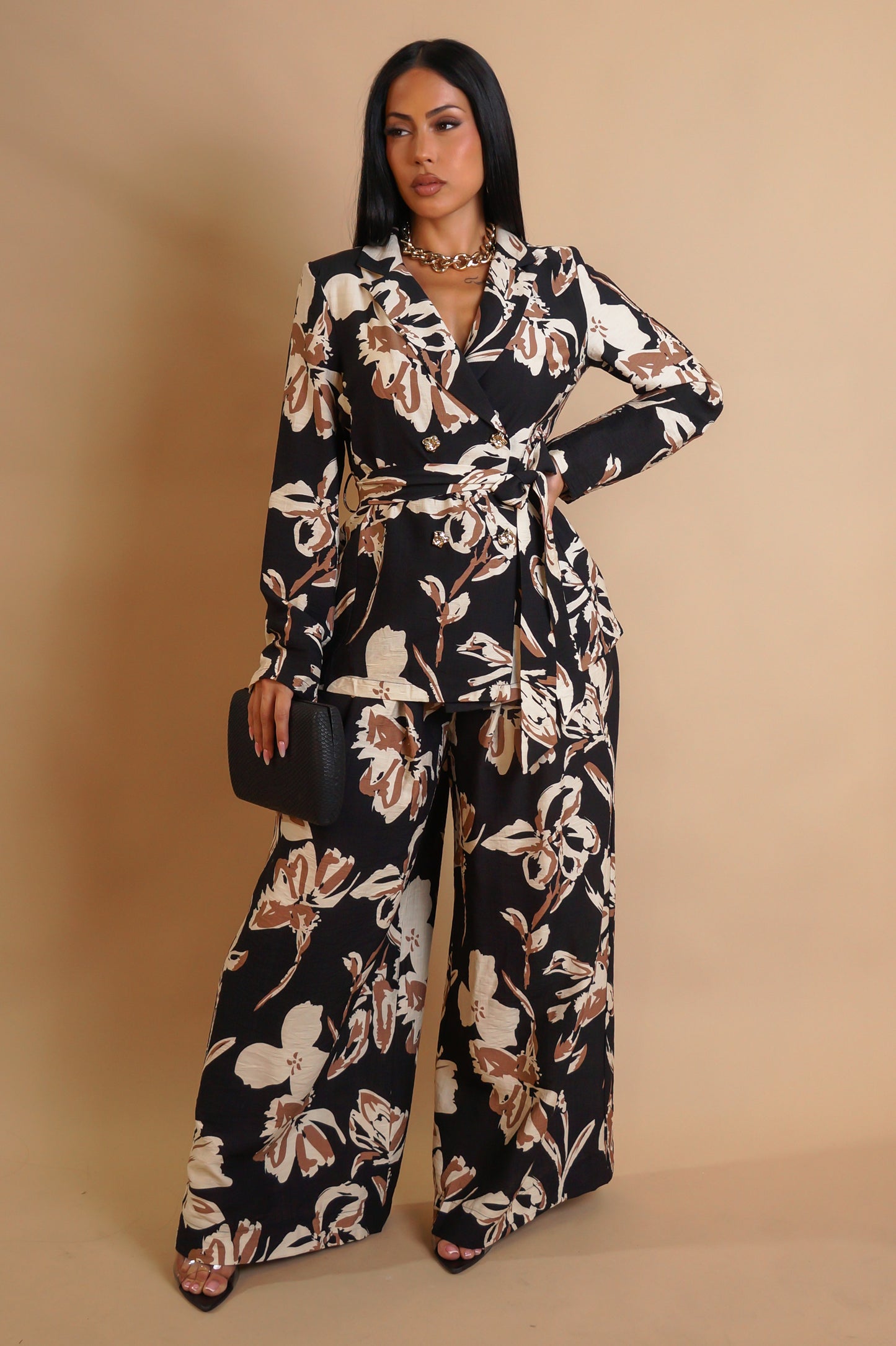 Look My Way Pant Set - Black