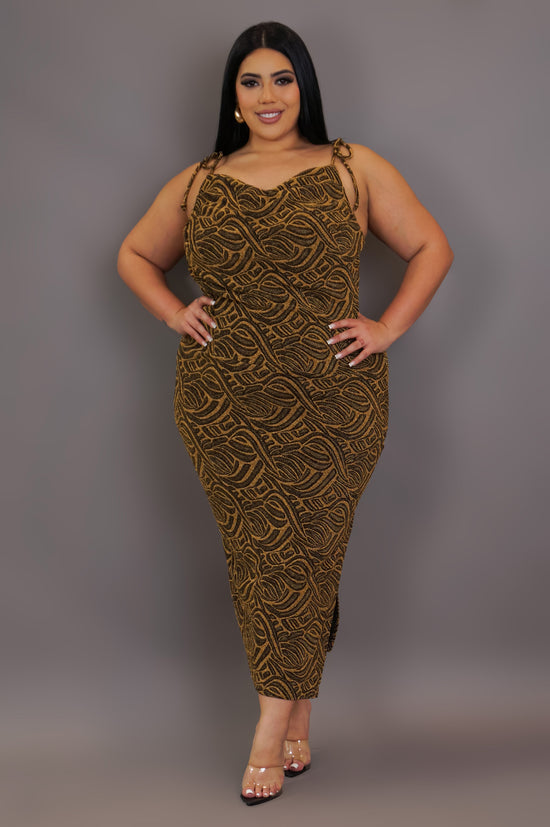 Better This Way Midi Dress - Gold