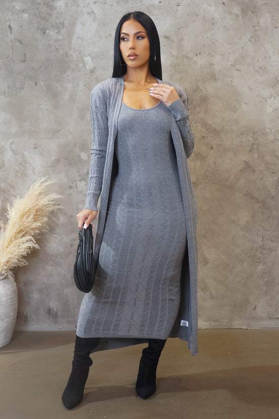 Load image into Gallery viewer, Don&amp;#39;t Bother Midi Dress - Grey
