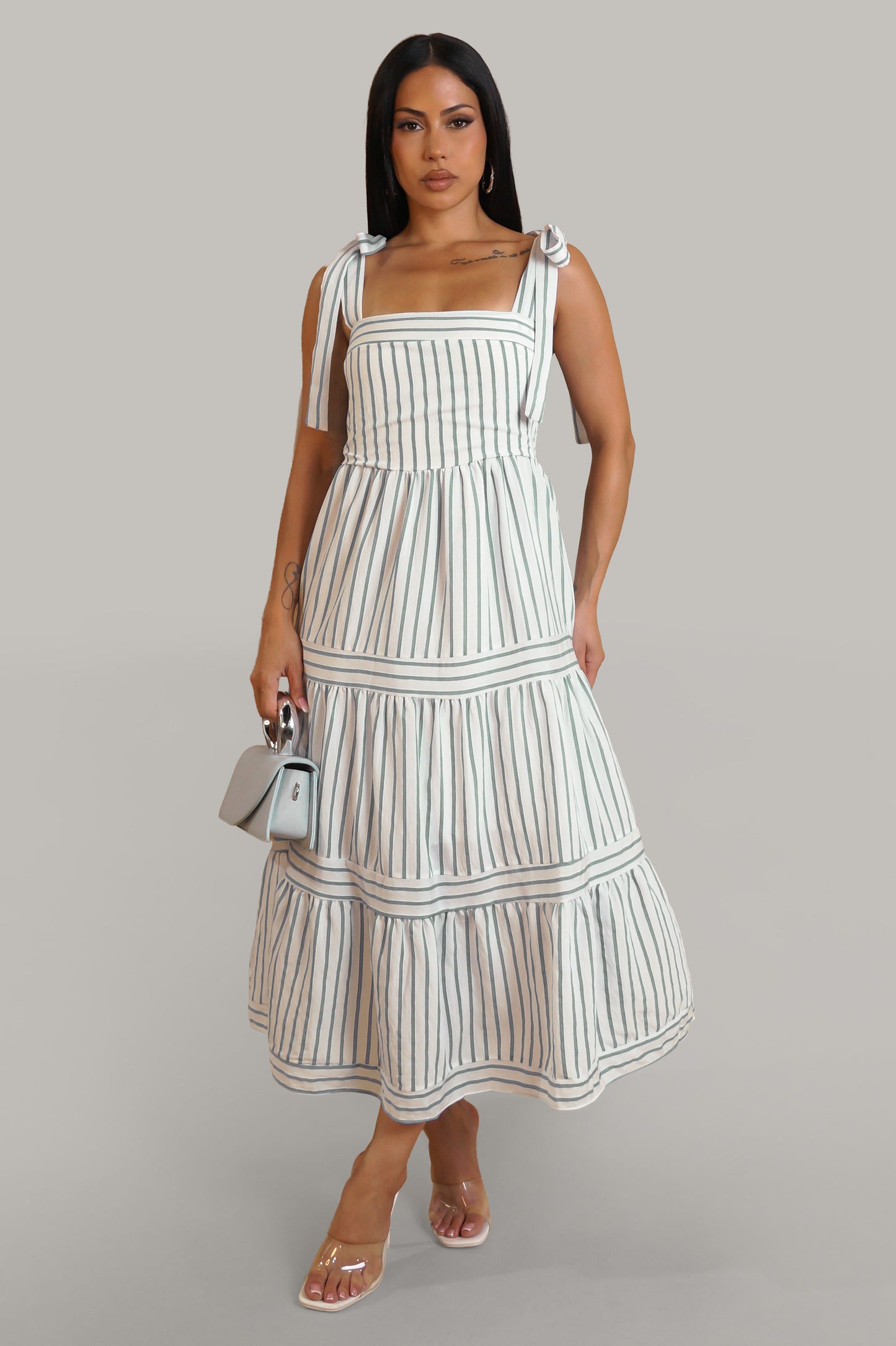 Open To Summer Dress - White & Green