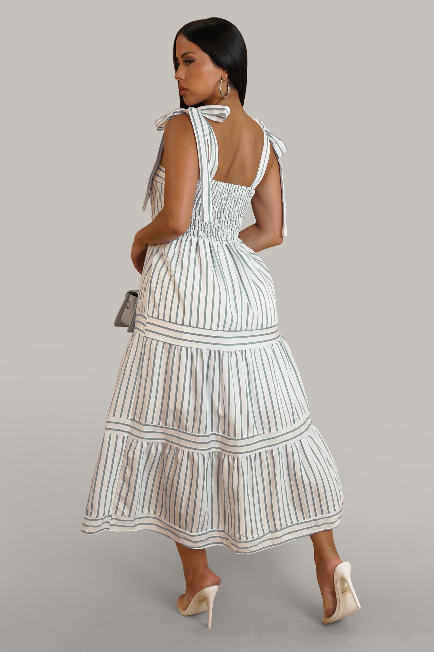 Open To Summer Dress - White & Green