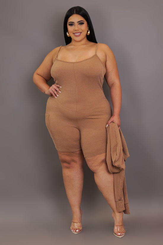 Keeping An Eye Out Romper - Taupe