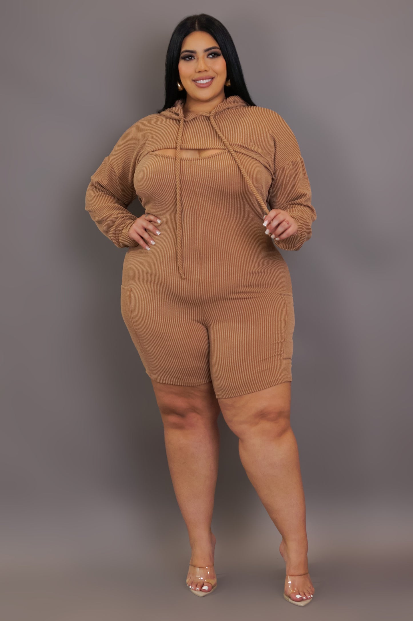 Keeping An Eye Out Romper - Taupe