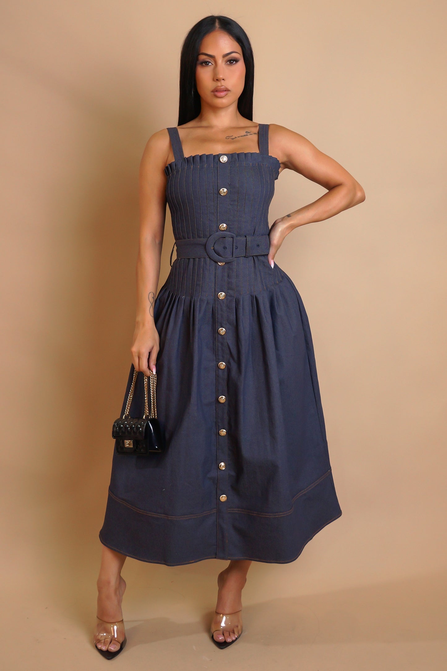 Luxe Look Midi Dress- Denim