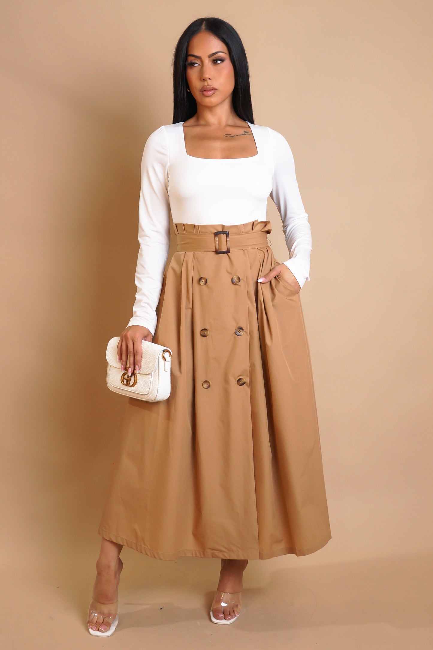 Put In The Work Midi Dress - White