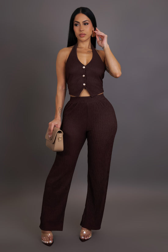 Hard At Work Pant Set -Brown