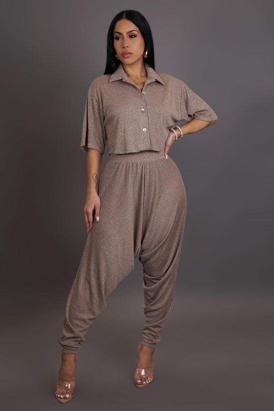 Crazy For You Pant Set- Mocha