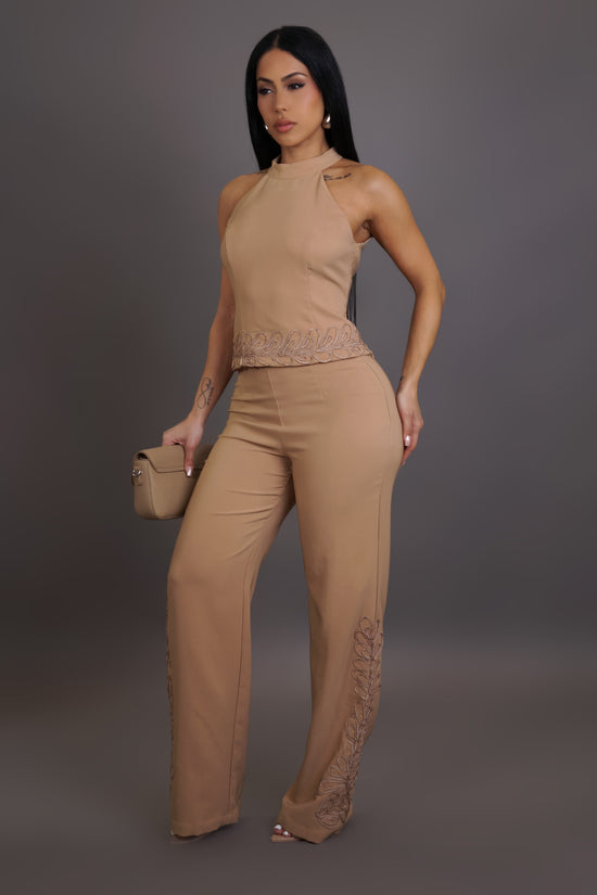 Only Glossy Pant Set - Khaki