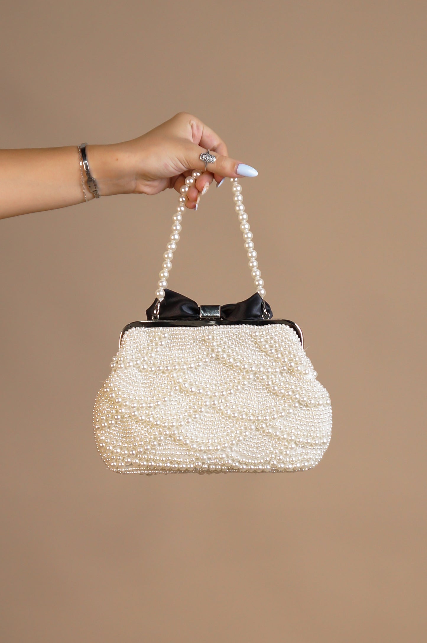 Pearled Look Purse - Pearl