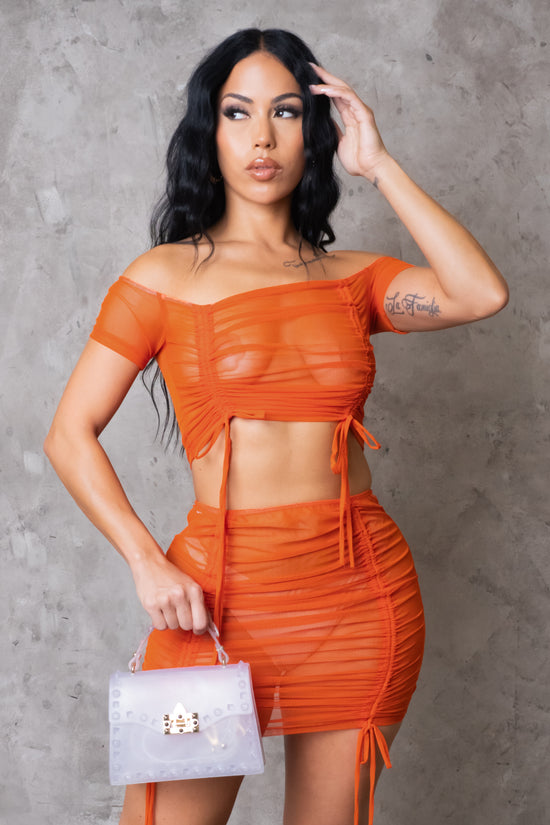 Milena Two Piece Skirt Set - Orange