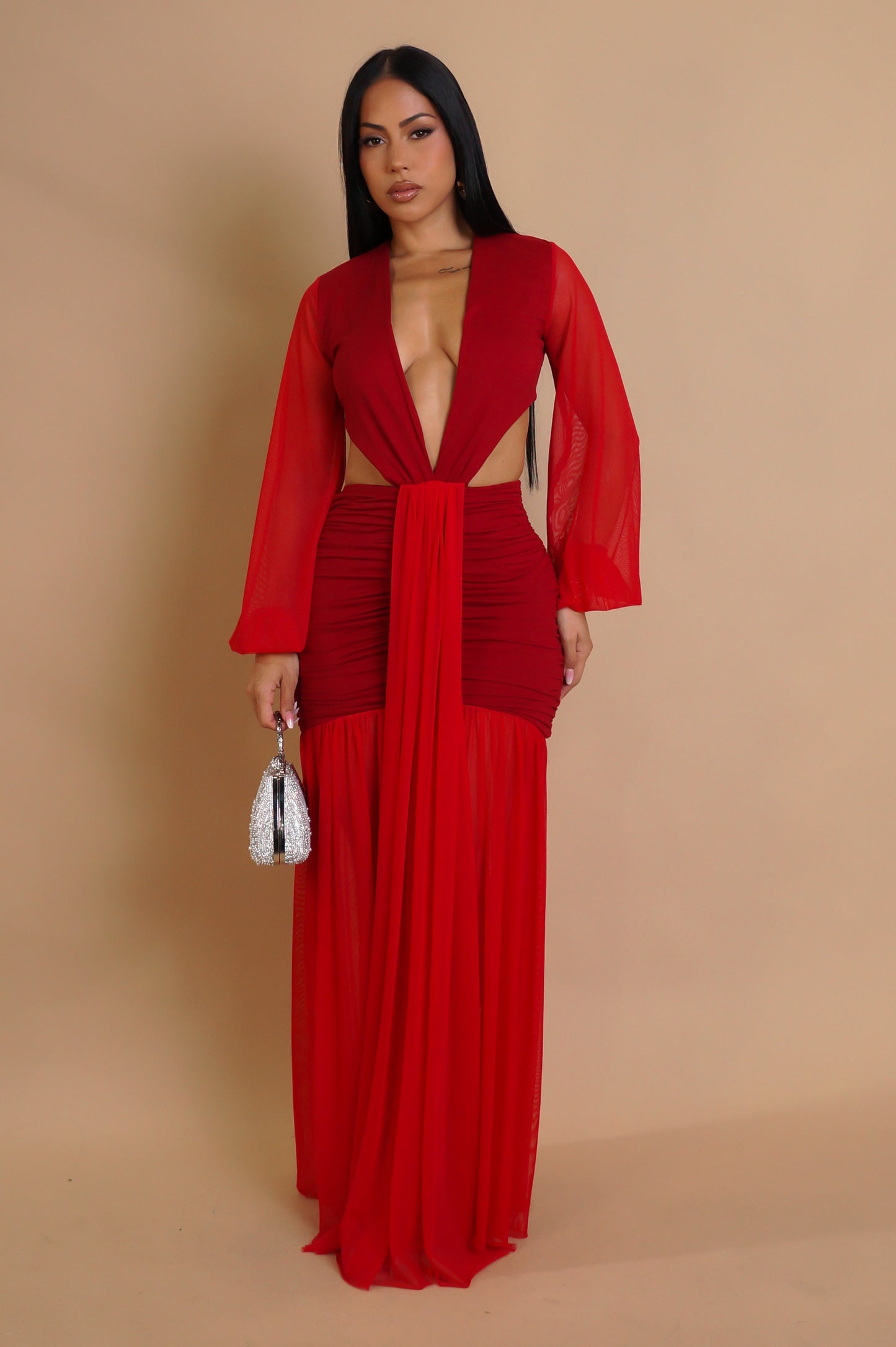 To The Core Maxi Dress- Red