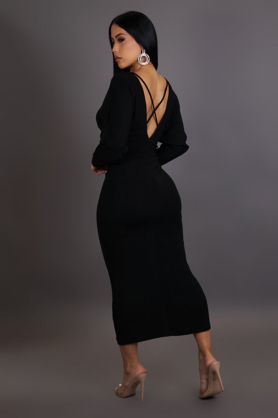 See Me In A New Light Midi Dress- Black