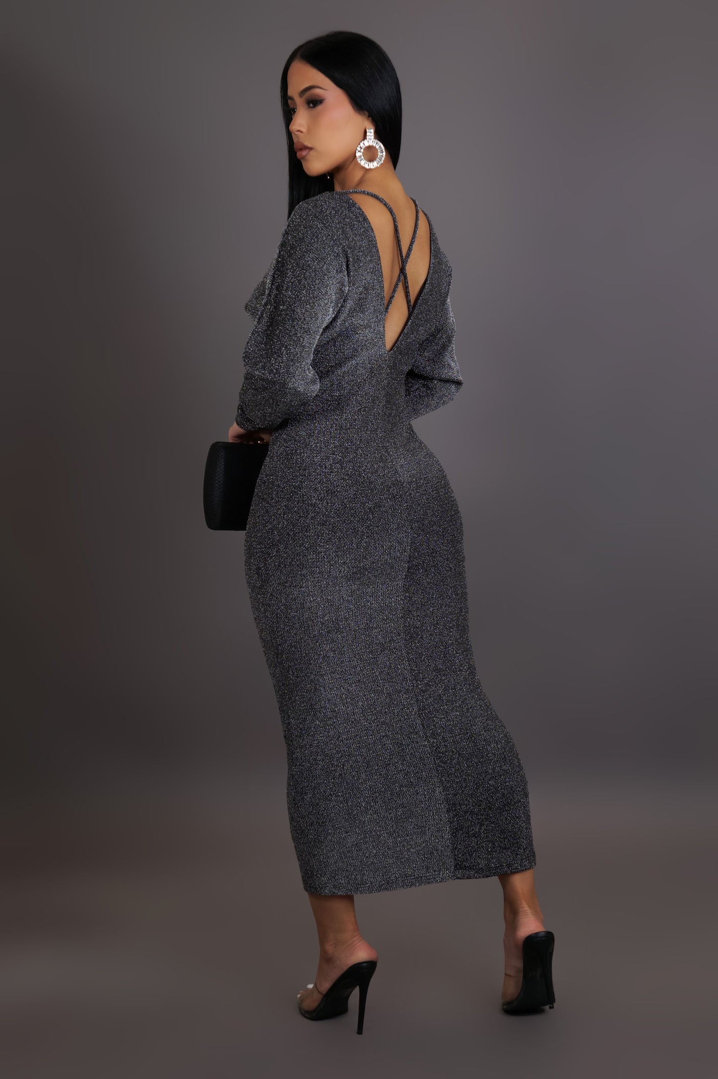 See Me In A New Light Midi Dress- Grey