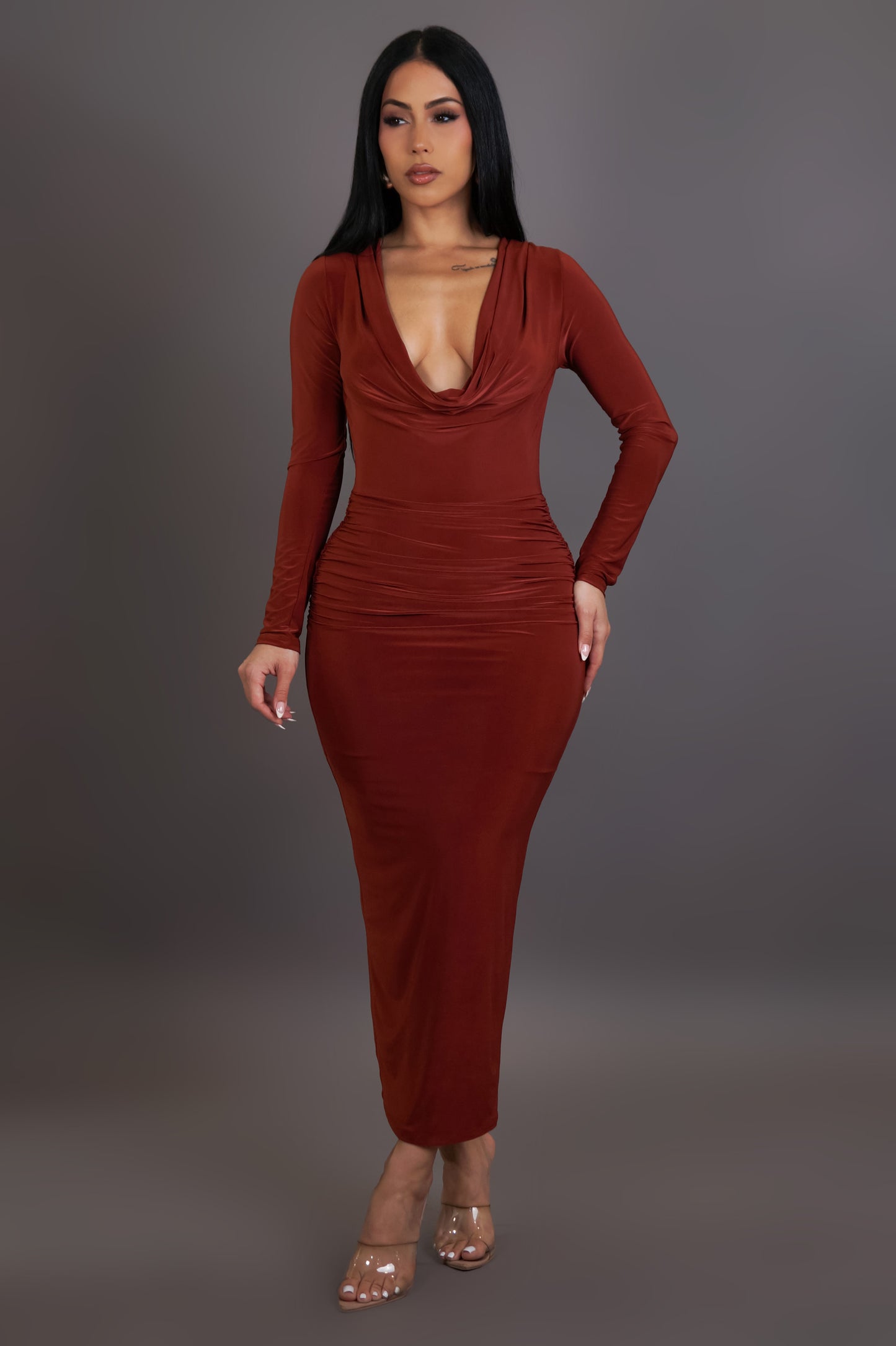 No Closure Needed Midi Dress - Brown