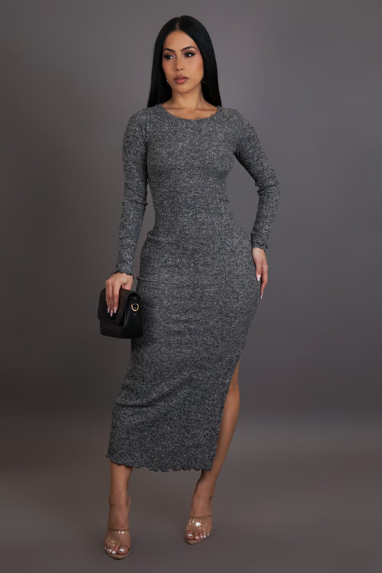 City Stroll Midi Dress- Grey