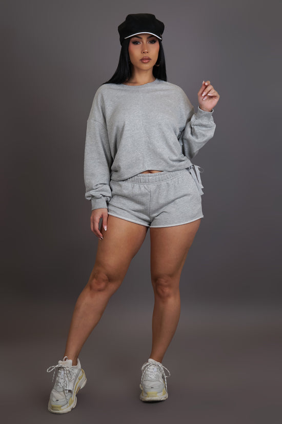 A Better Feel Two Piece Short Set - Gray