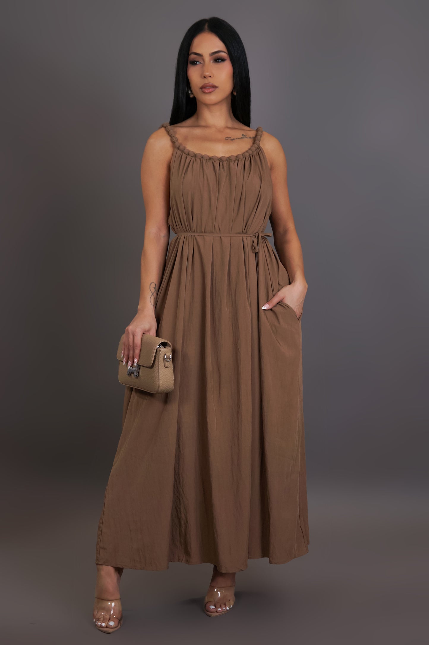 Letting Go Maxi Dress - Brown