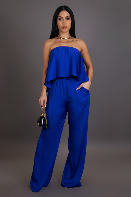 Giving It My All Jumpsuit - Blue