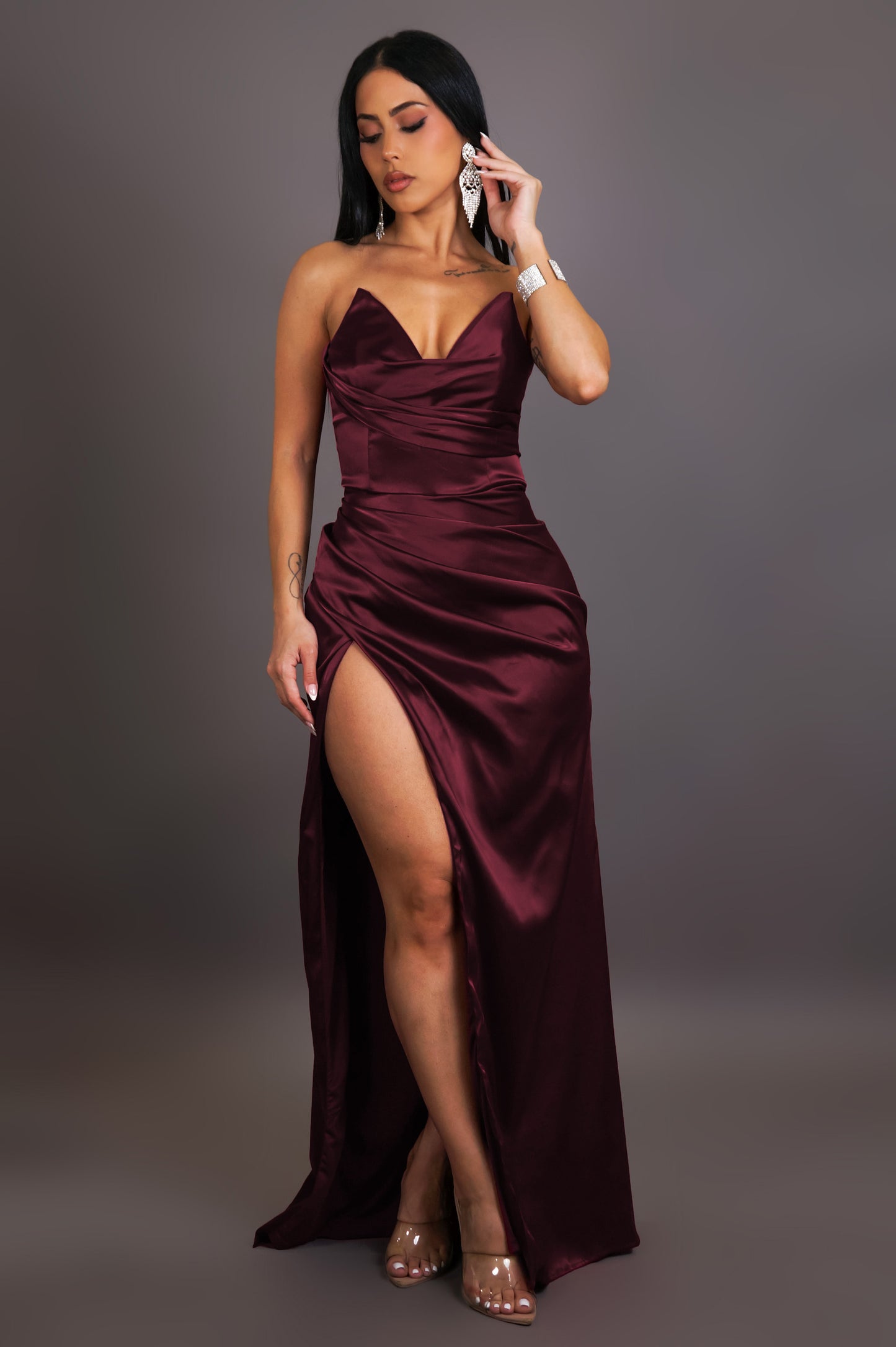 Graceful Maxi Dress - Burgundy