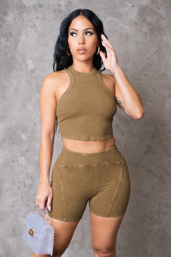 RESTOCK!! Out And About Short Set - Taupe