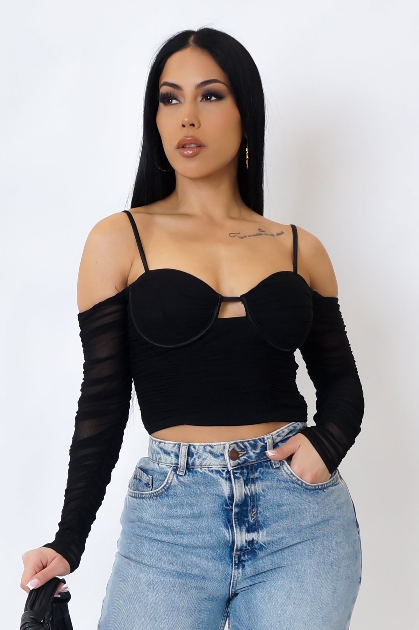 Load image into Gallery viewer, You Wish Crop Top  - Black
