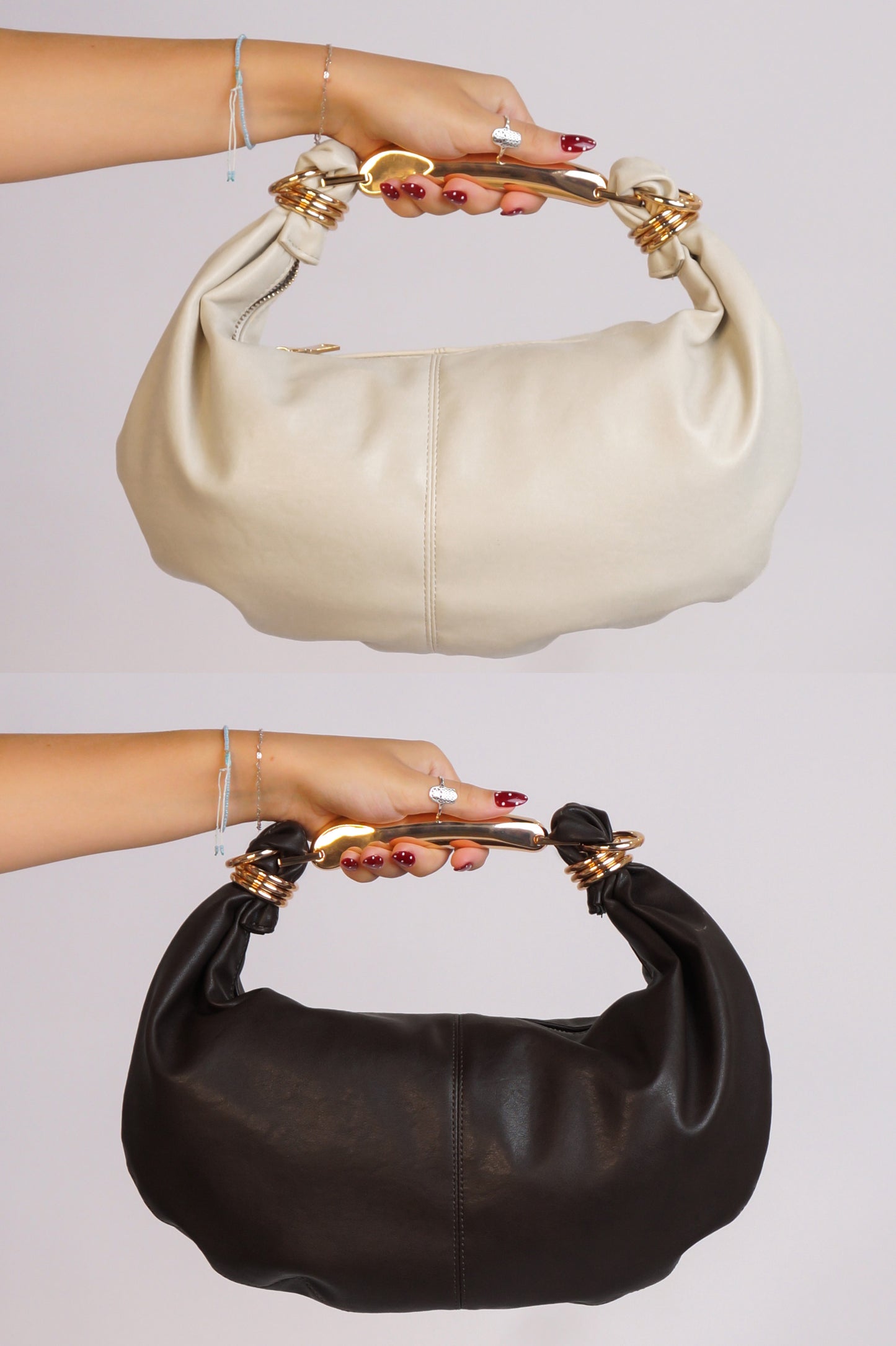 The Milan Purse - White - Dark Brown