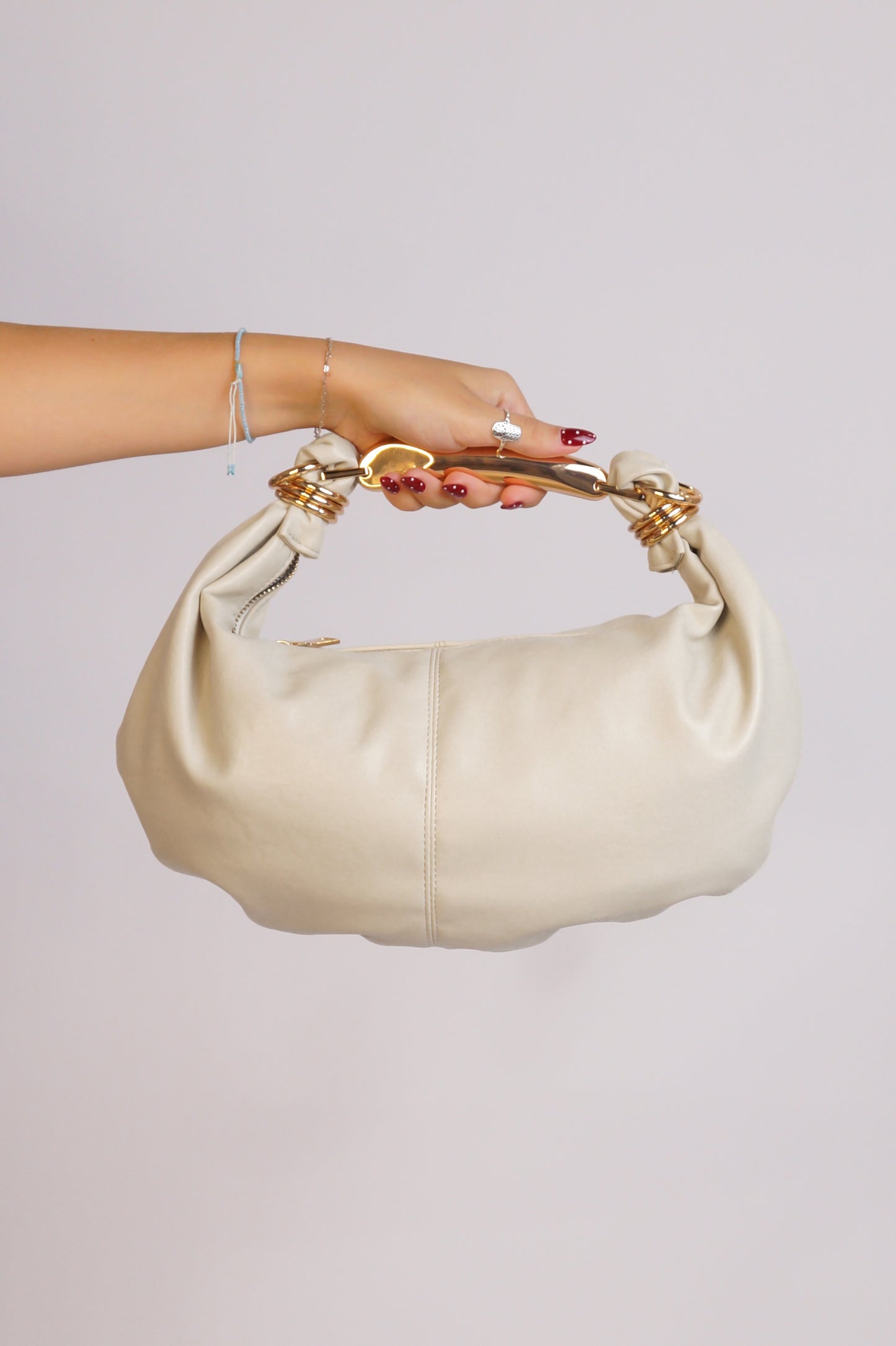 The Milan Purse - White - Dark Brown