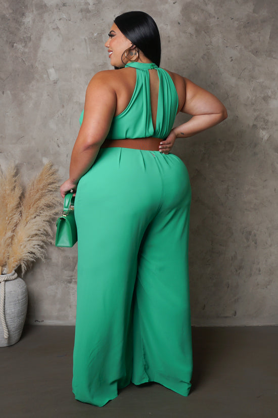 Plus Wanting To Stay Jumpsuit - Green